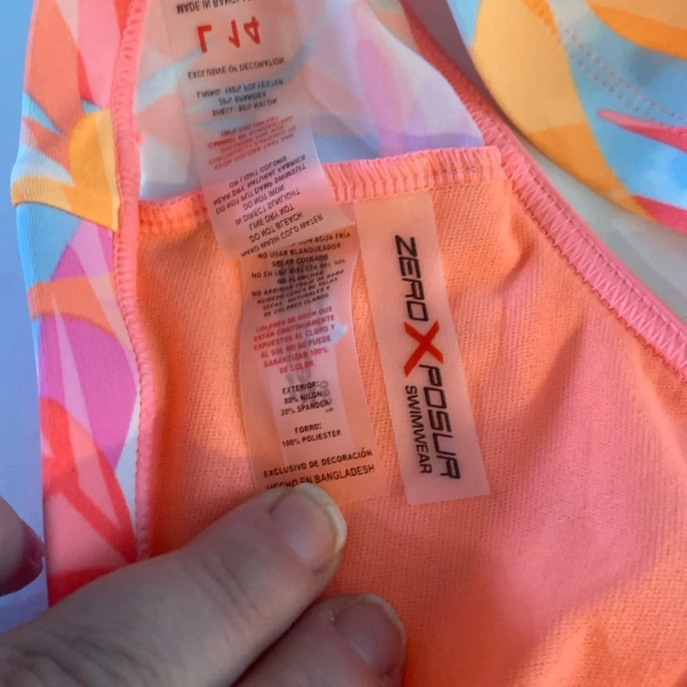 ZeroXPosur Swimwear, Bikini Set, Sz L, 14, Tie Dye, Neon, Boho, Pastel, NWOT